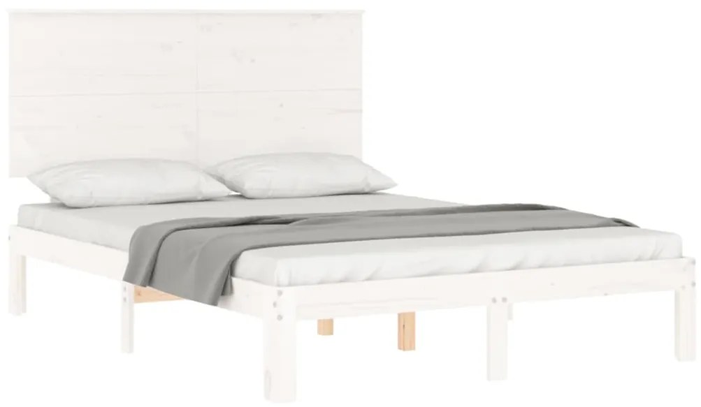 Cama sem colchão 140x200 cm madeira de pinho maciça branco