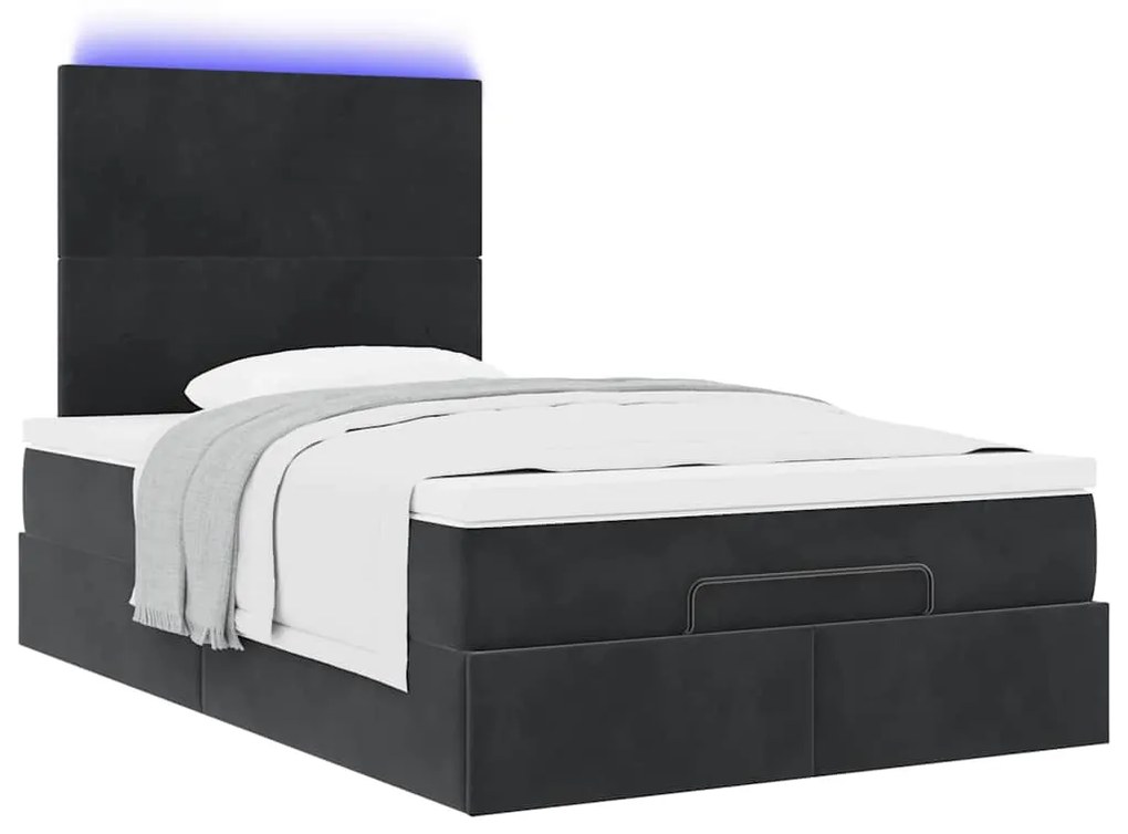 Estrutura de cama otomana com colchões 120x200 cm veludo preto