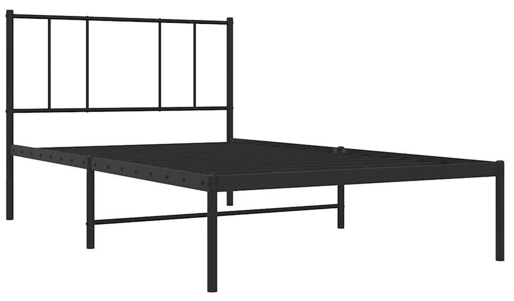 Estrutura de cama com cabeceira 100x190 cm metal preto