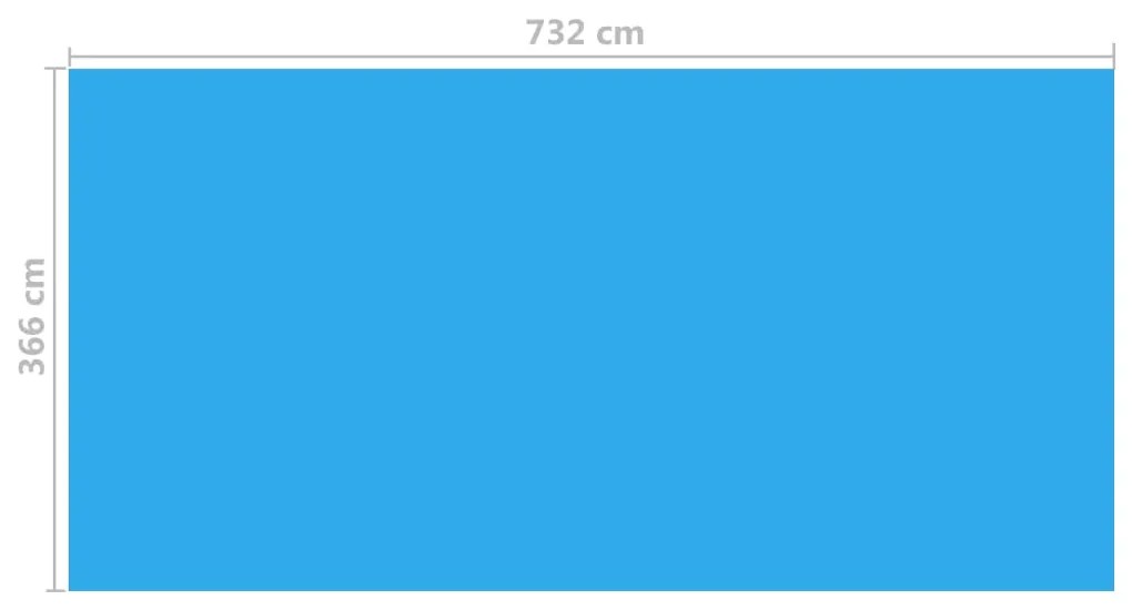 Cobertura de piscina rectangular, 732 x 366 cm, PE azul