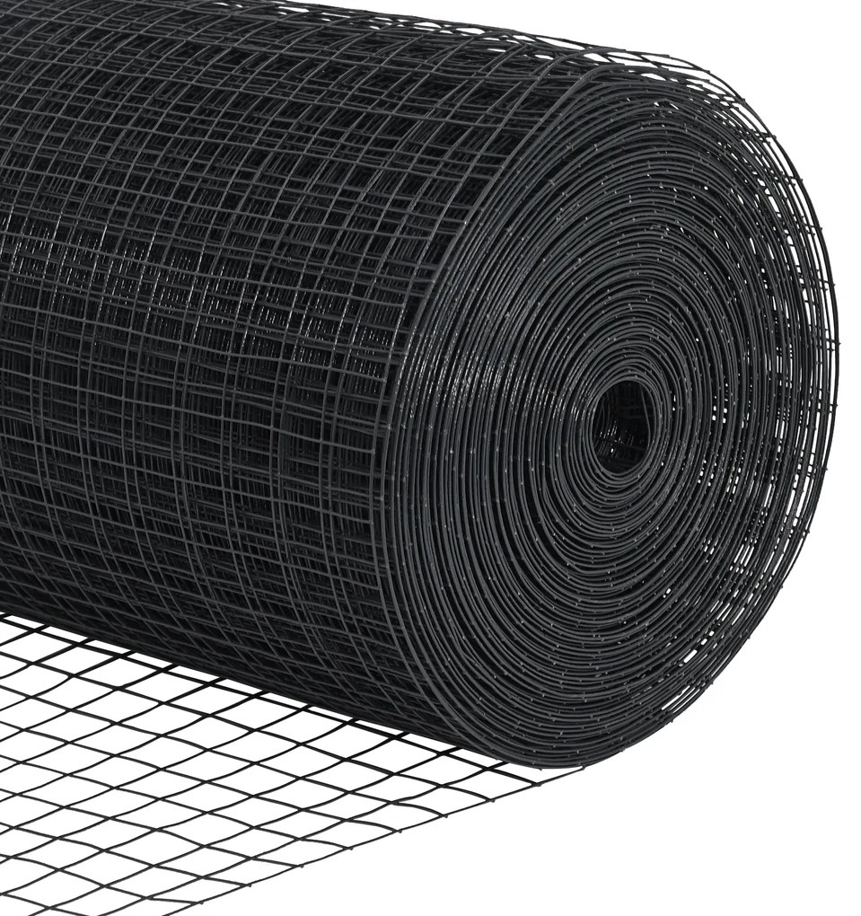 Cerca de Arame Soldado com 13 Postes Flangados Cinza 0.4x25 m Aço