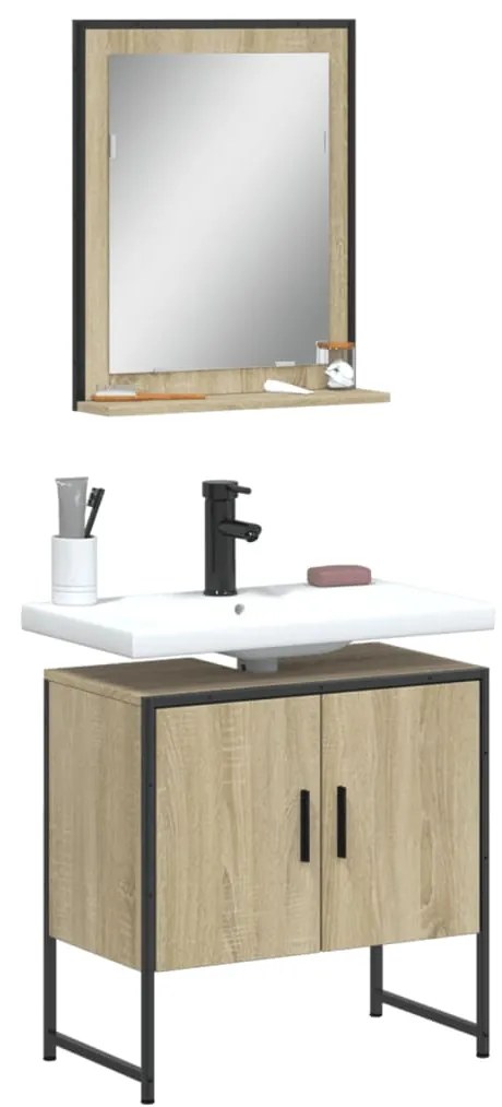 vidaXL 2 pcs conj. móveis casa banho derivados madeira carvalho sonoma