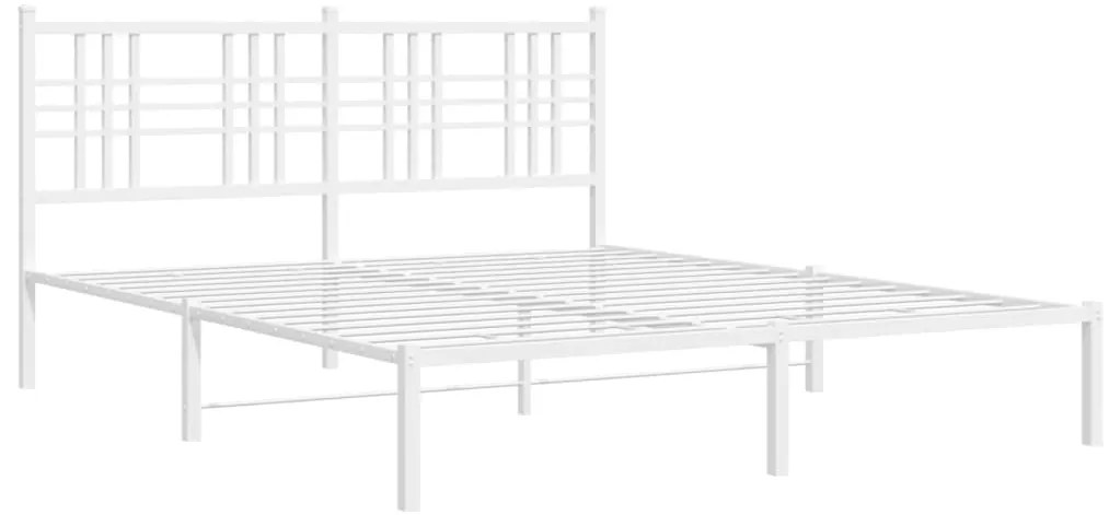 Estrutura de cama com cabeceira 150x200 cm metal branco