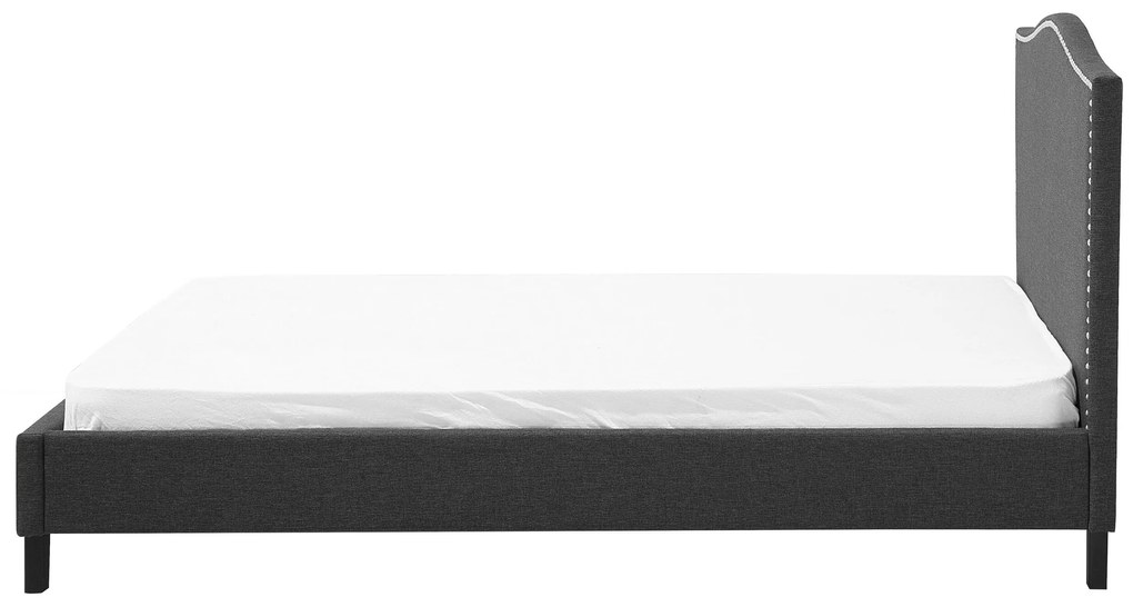 Cama de casal com iluminação LED branca em tecido cinzento escuro 160 x 200 cm MONTPELLIER Beliani