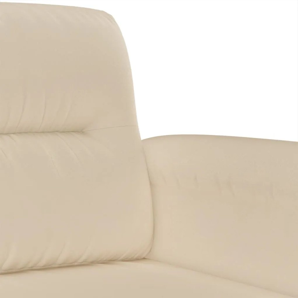 Sofá de 3 lugares 180 cm tecido de microfibra creme