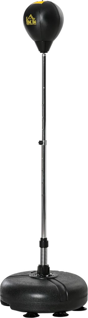HOMCOM Saco de Boxe de Pé com Altura Ajustável de 4 Níveis Base Preenchida Luvas e Inflador Ø45x133-151 cm Preto | Aosom Portugal