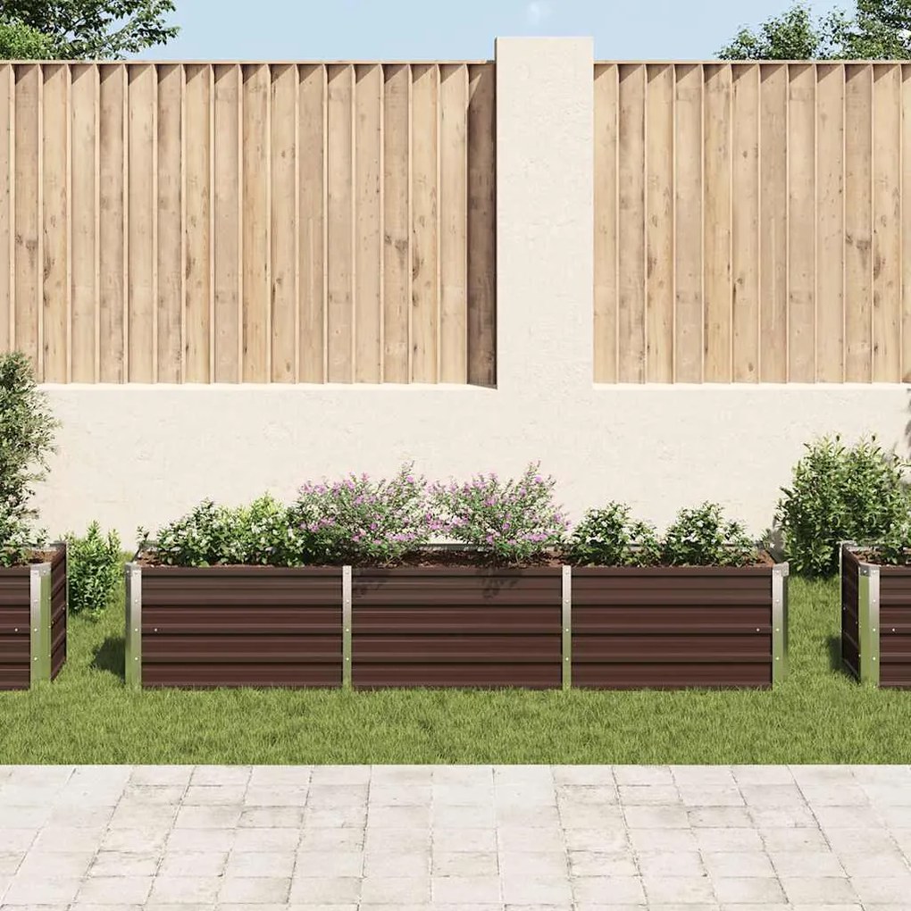 Canteiro elevado de jardim aço galvanizado 240x40x45cm castanho