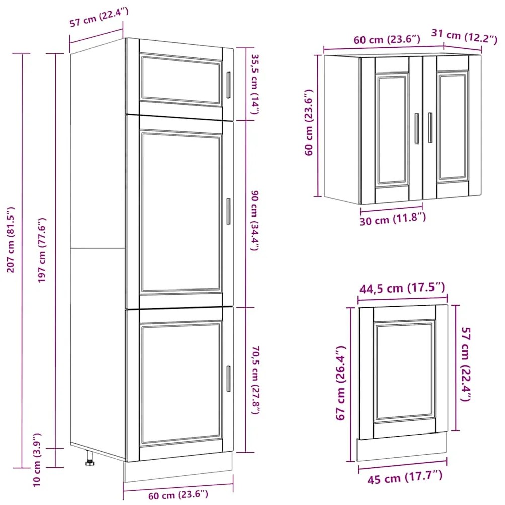 8 peças armário de cozinha conjunto Kalmar branco