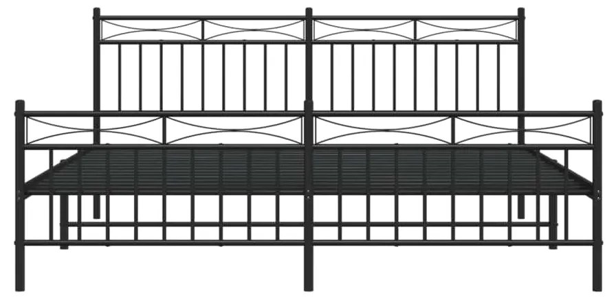 Estrutura de cama com cabeceira e pés 183x213 cm metal preto