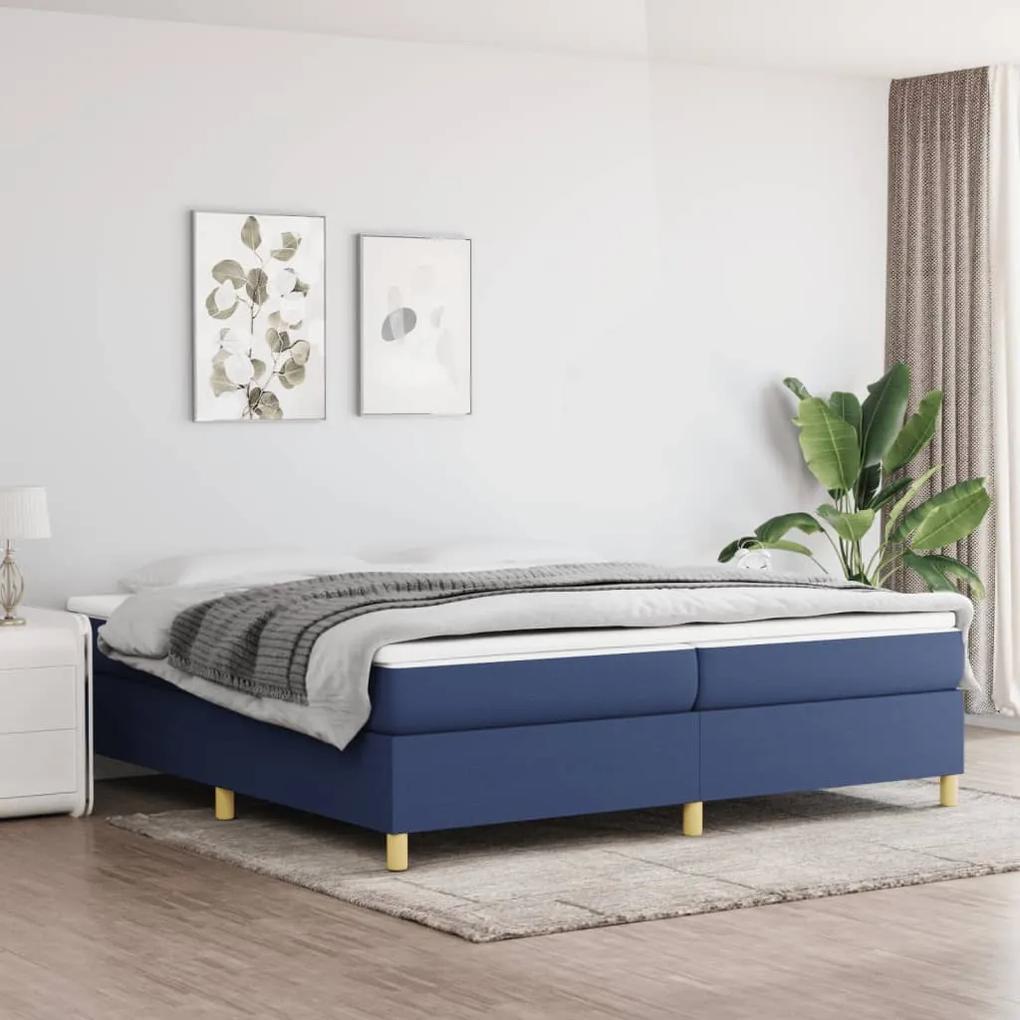 3120991 vidaXL Estrutura de cama com molas 200x200 cm tecido azul