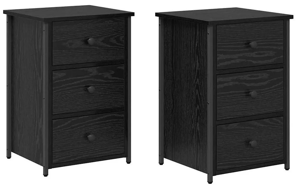 Conjunto de Mesa de Cabeceira de Carvalho Preto Carvalho Preto