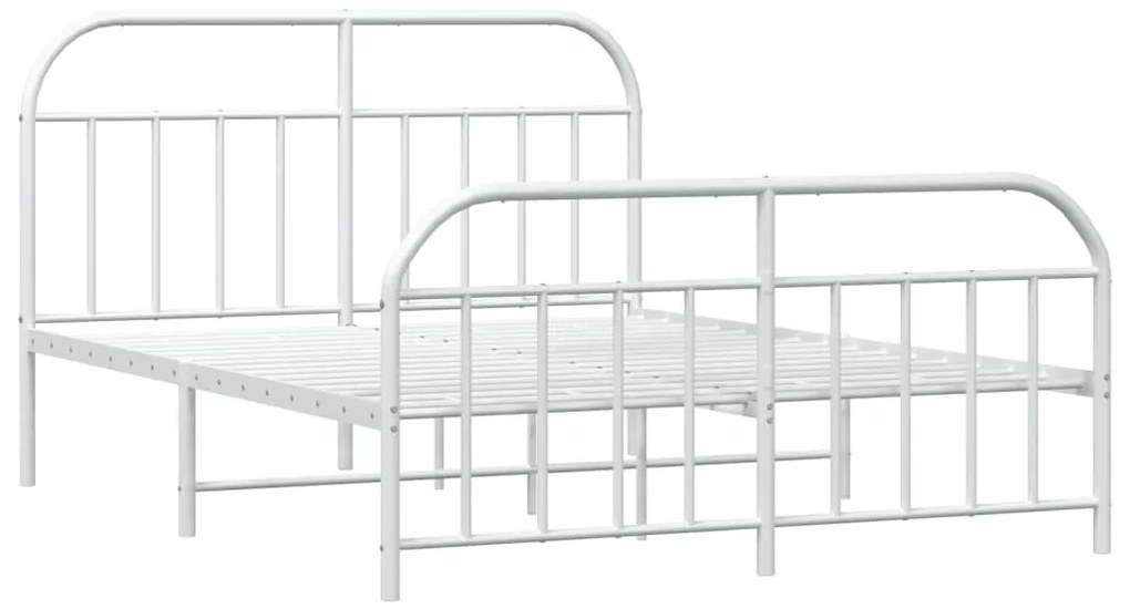 Estrutura de cama com cabeceira e pés 140x200 cm metal branco