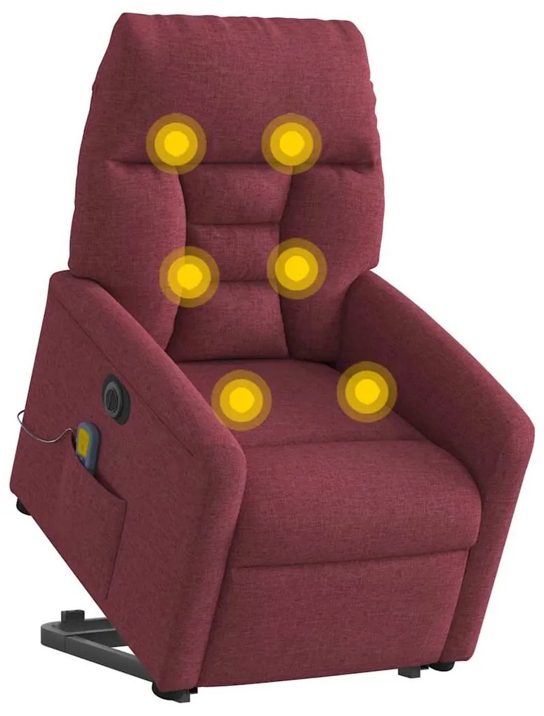 Poltrona elevatória de massagens elétrica tecido vermelho tinto