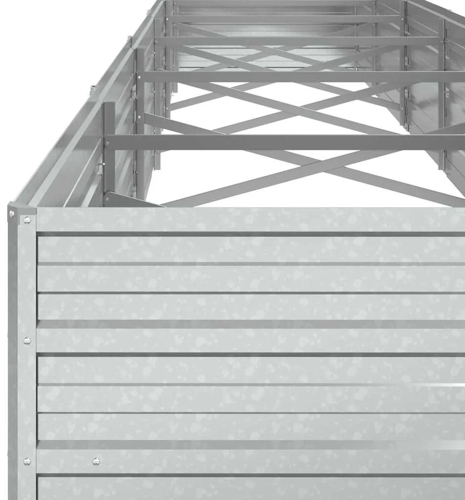 Canteiro elevado de jardim 480x80x45cm aço galvanizado prateado