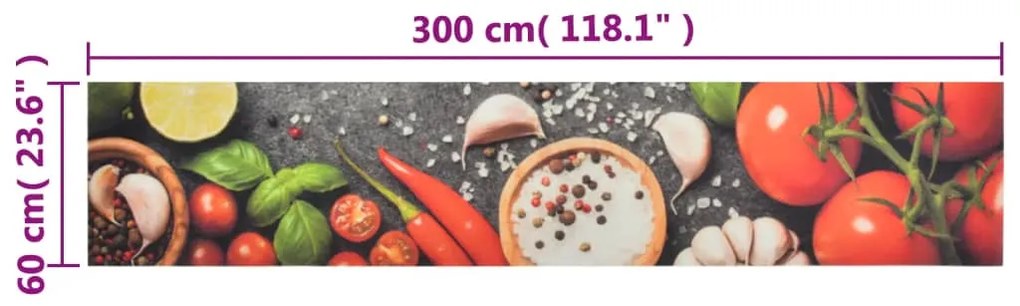 Tapete de cozinha lavável 60x300 cm veludo padrão vegetais