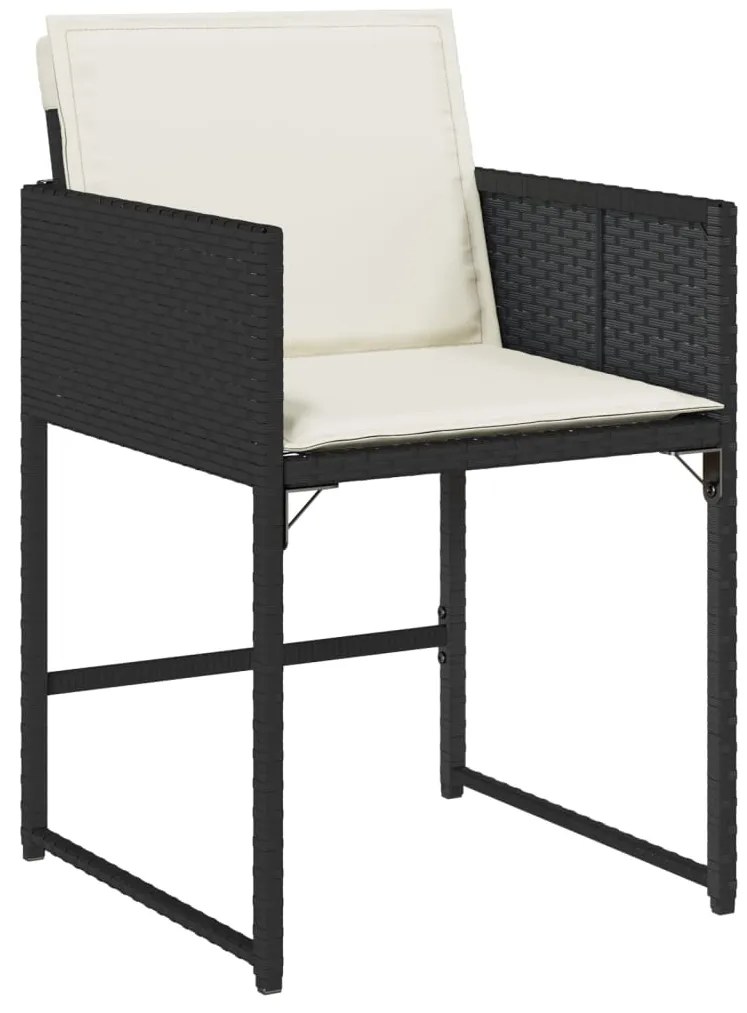 11 pcs conjunto de jantar p/ jardim c/ almofadões vime PE preto