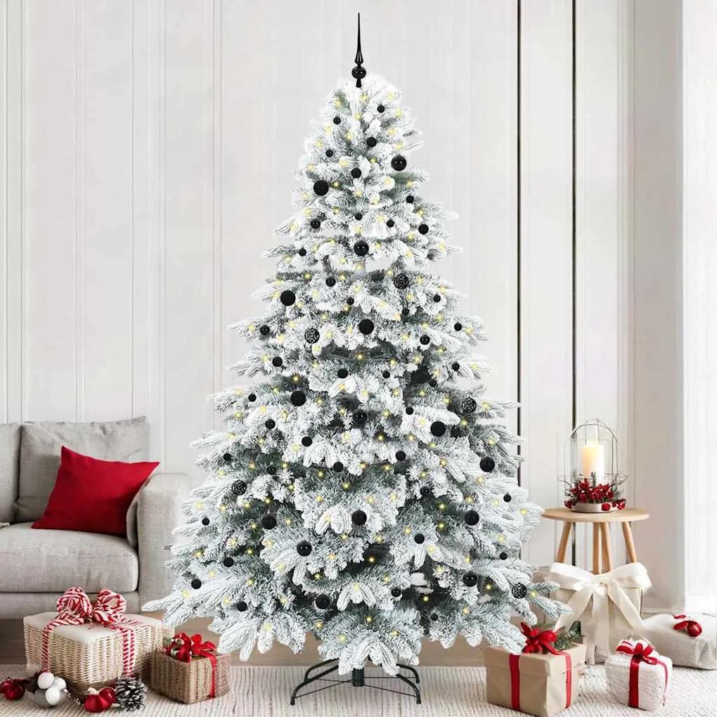 vidaXL Árvore de Natal Artificial com 300 LEDs Branco 240 cm PE e PVC