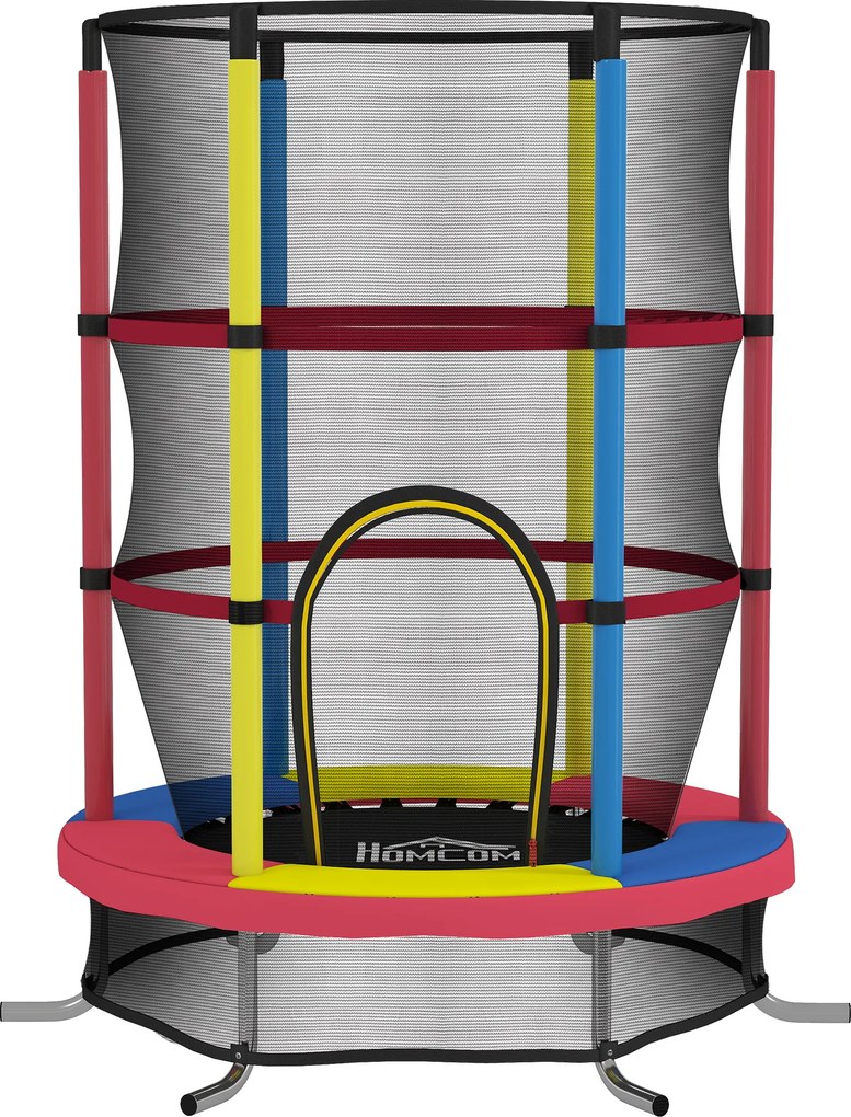 Trampolim Infantil Ø160 cm Trampolim para Crianças de 3-6 Anos com Rede de Segurança Pernas em Forma de L Multicolor