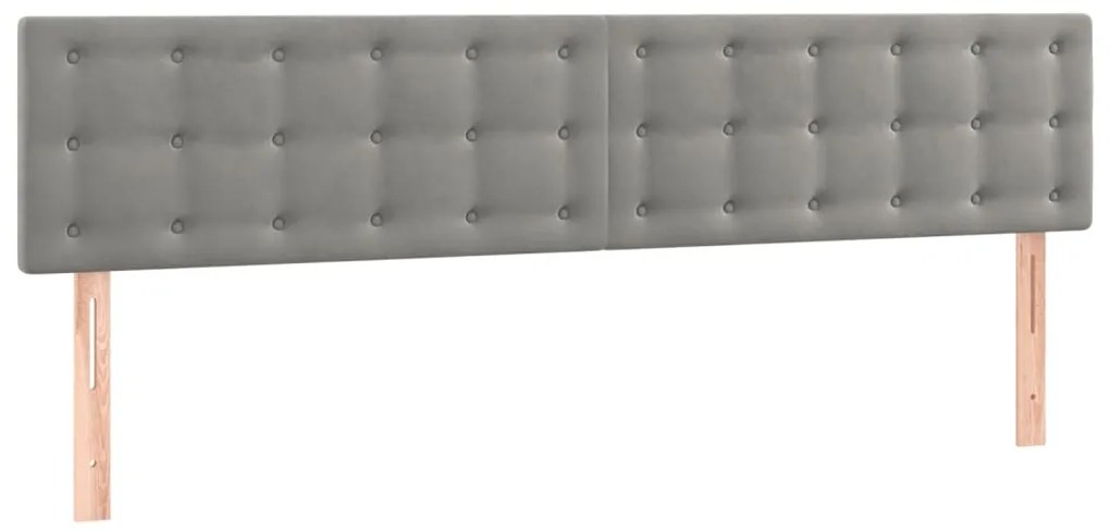 Cabeceira de cama c/luzes LED veludo 200x5x78/88 cm cinza-claro