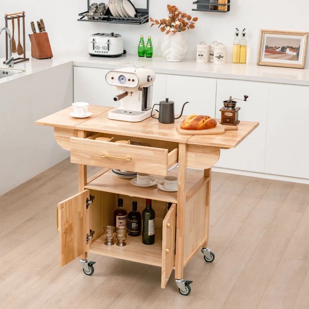 Carrinho de Cozinha Peniche com Rodas e Extensão – 114x68,5x87,5 cm –