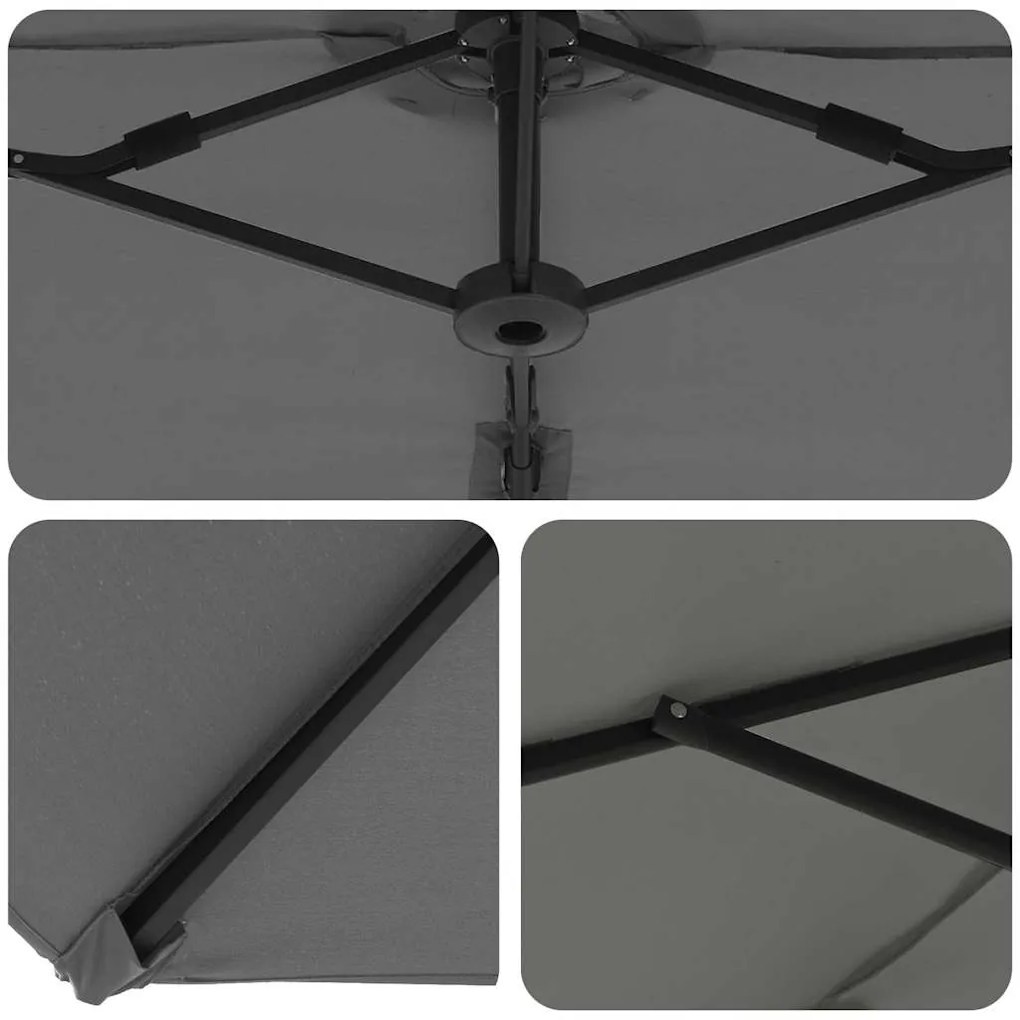 Guarda-sol cantilever de jardim Antracite 372 x 198 x 253 cm