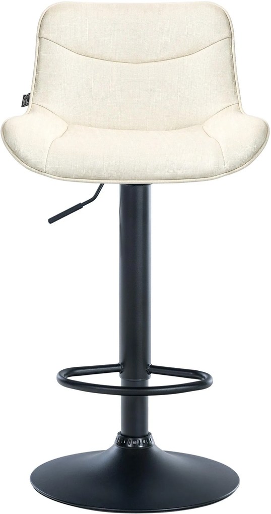 Banco alto em tecido com estrutura preta 85-106 x 49 x 51 cm cor creme
