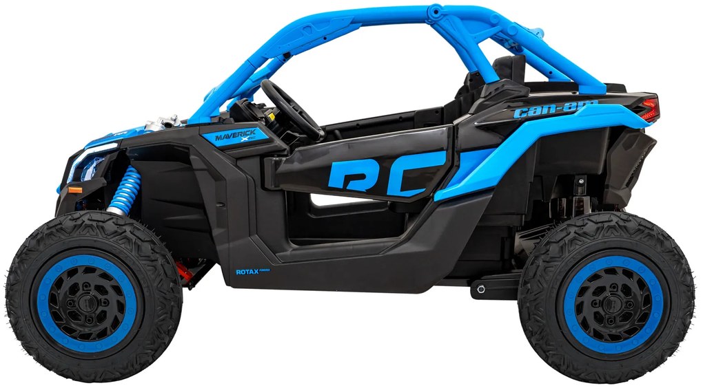 Carro elétrico para Crianças 2 Lugares 24V CAM-AM Buggy Maverick Turbo RR STRONG Motor 320 W, Rodas AR bombeado, assento couro ecológico Azul