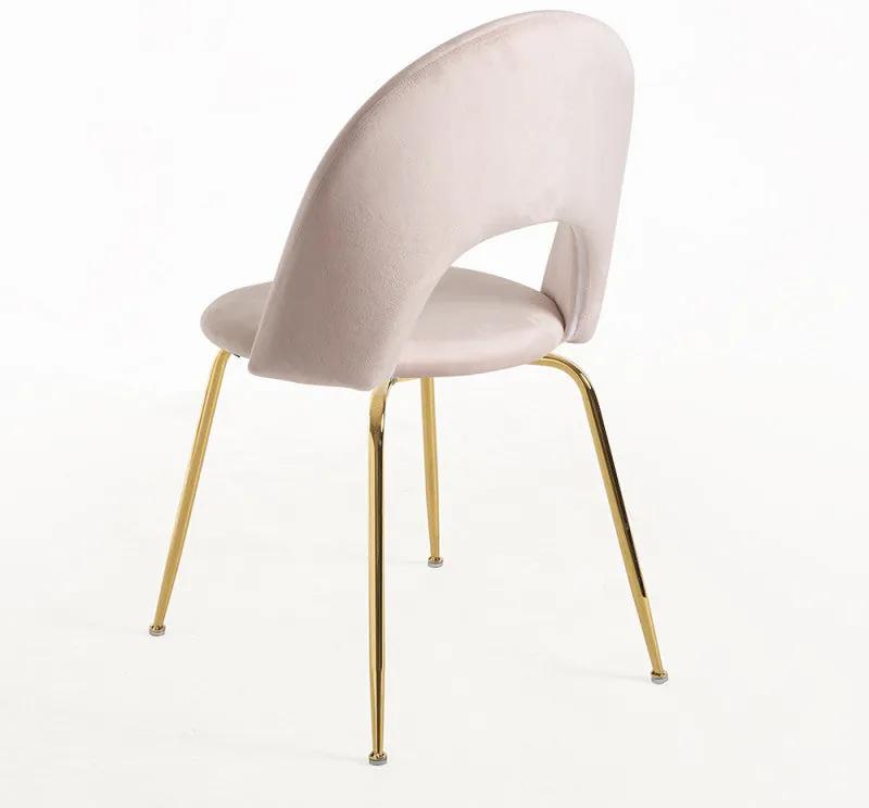 Conjunto de 2 Cadeiras Lille em Veludo Rosa com Pernas Douradas - Desi