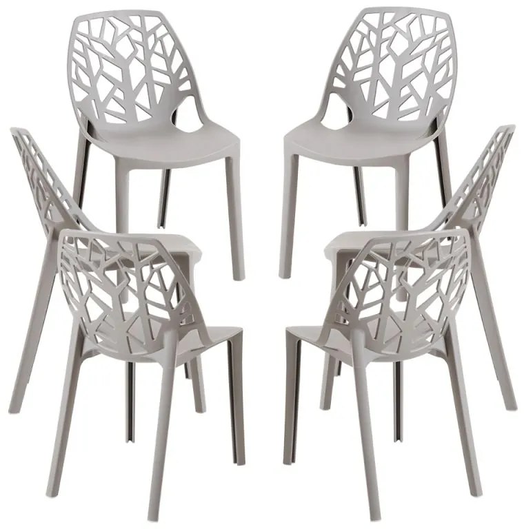 Pack 6 Cadeiras Hissar Polipropileno - Cinza claro