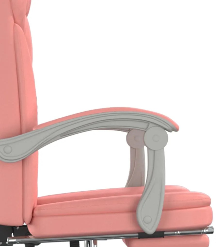 Cadeira de escritório reclinável couro artificial rosa