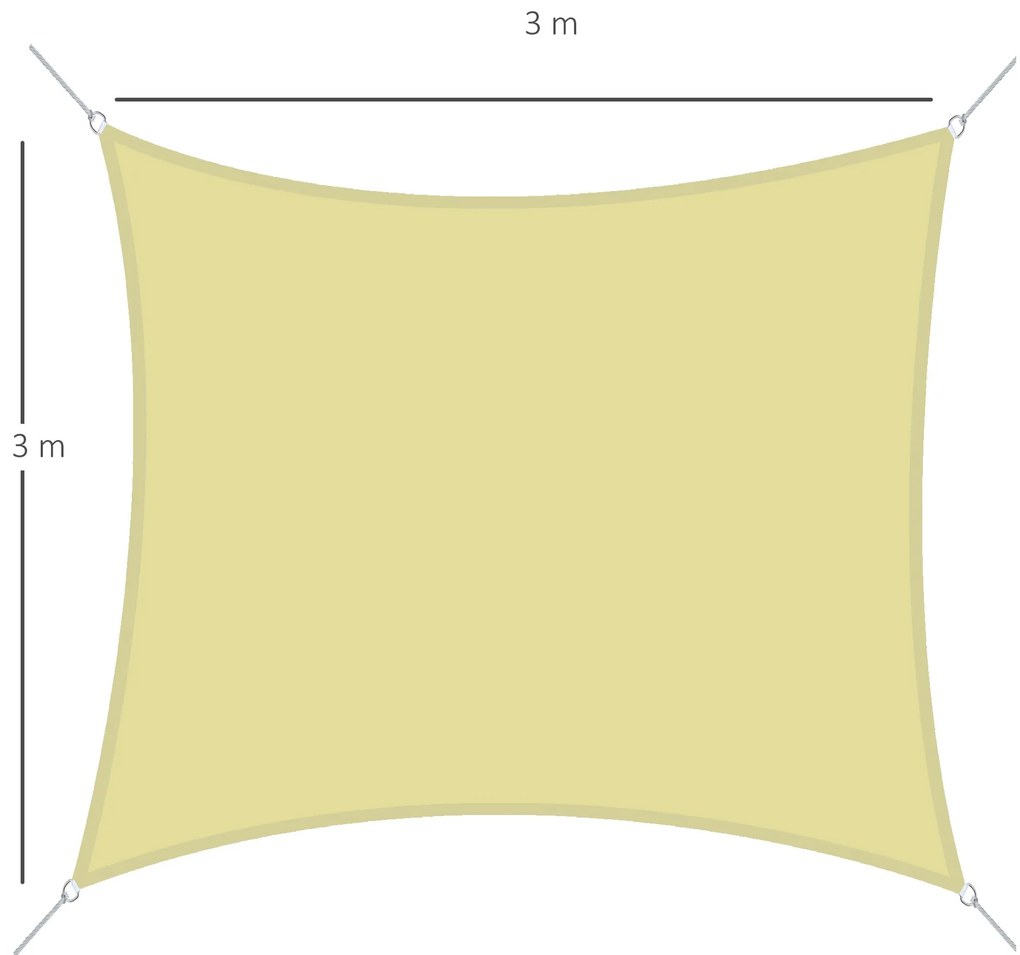 Vela de Sombra Quadrado 3x3 m Toldo Vela de Poliéster com Proteção UV