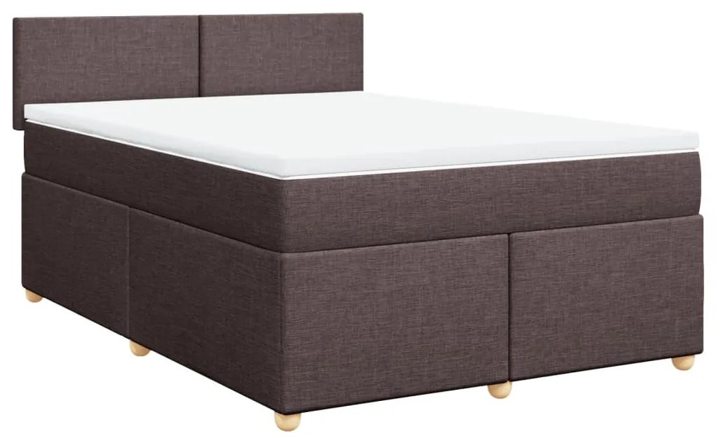 Cama com molas/colchão 140x190 cm tecido castanho-escuro