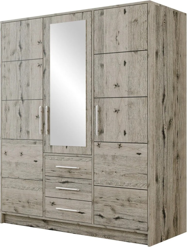 Roupeiro Dortivu 148, Carvalho wellington, 200x147x58cm, 131 kg, Portas para roupeiro: Com dobradiças, Número de prateleiras: 5, Número de prateleiras: 5