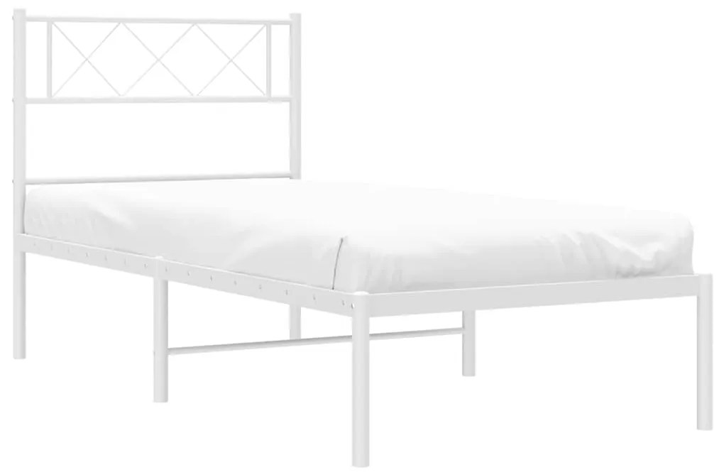 Estrutura de cama com cabeceira 100x190 cm metal branco