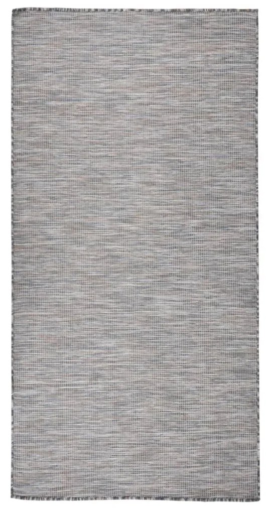 vidaXL Tapete de tecido plano p/ exterior 100x200 cm castanho e azul