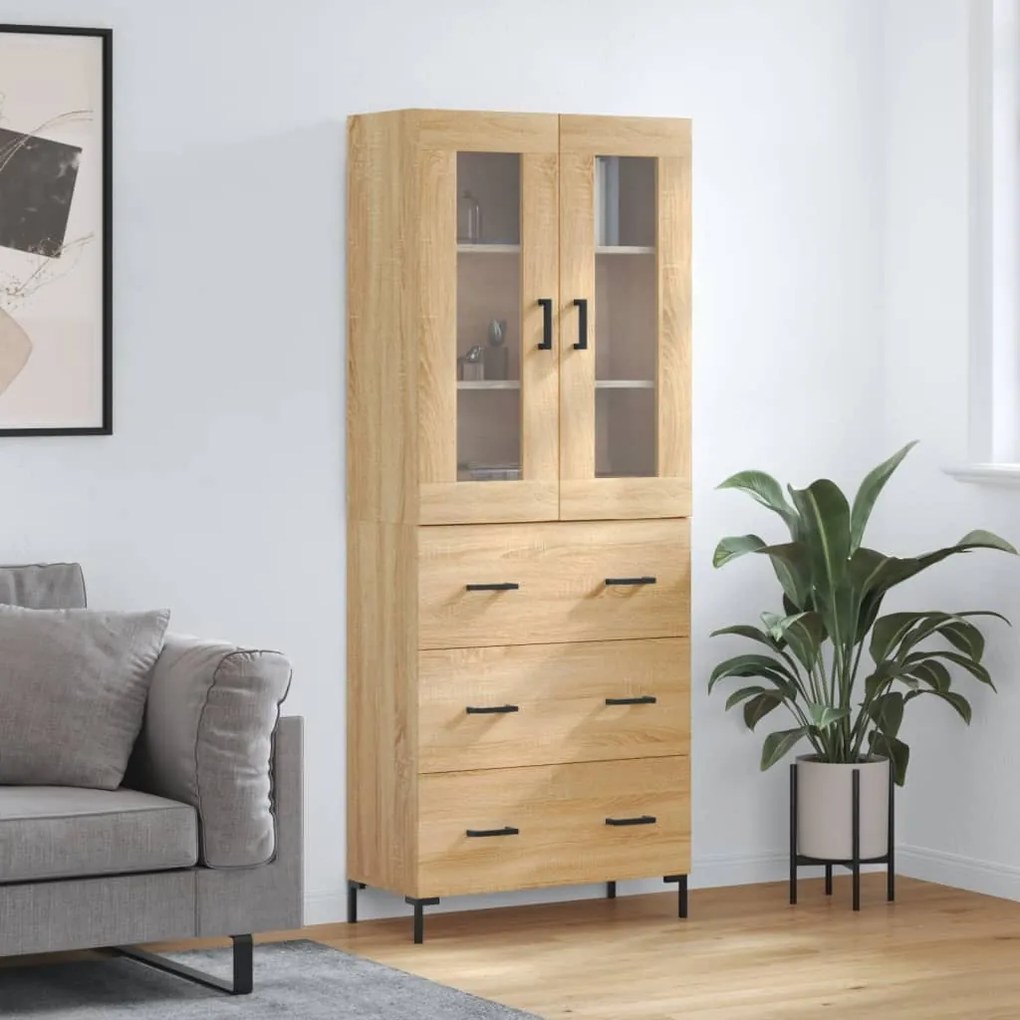 vidaXL Armário alto 69,5x34x180 cm derivados de madeira cor sonoma