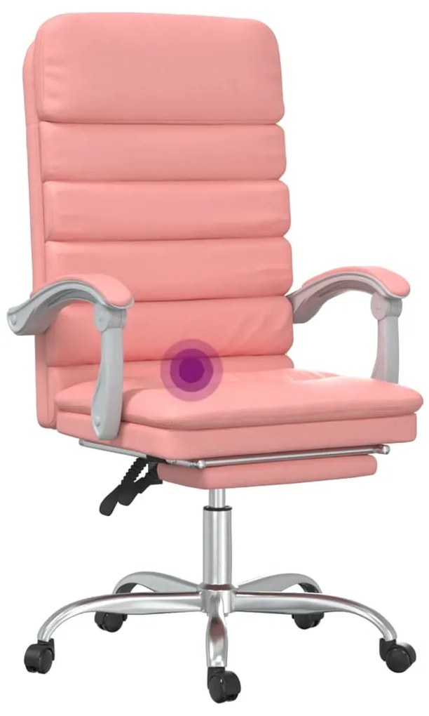 Cadeira escritório massagens reclinável couro artificial rosa