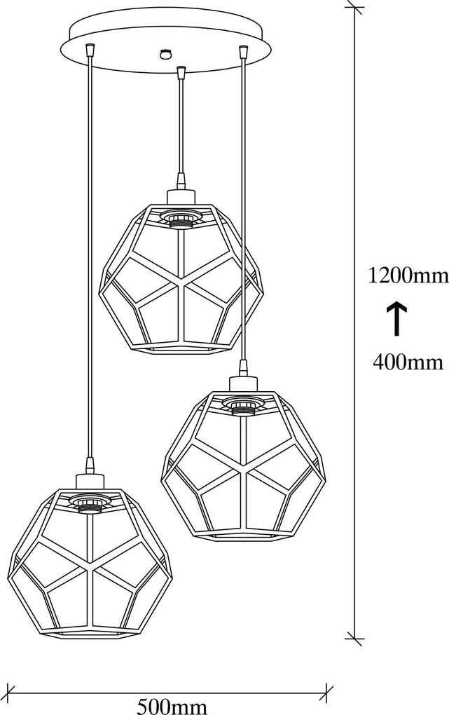 Candeeiro de Teto Degirmen – Preto e Bronze – 50 cm de Diâmetro