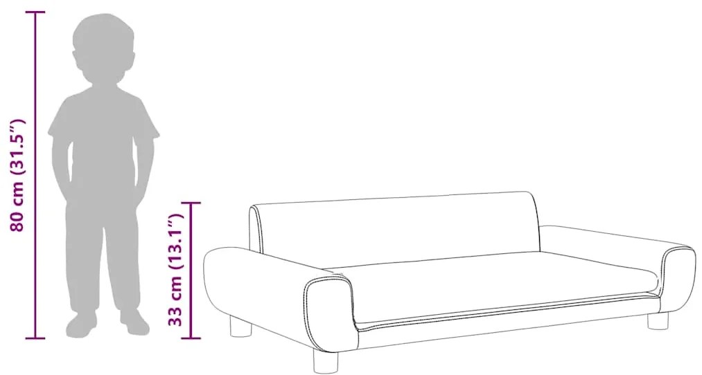 Sofá infantil 100x54x33 cm veludo cinzento-escuro