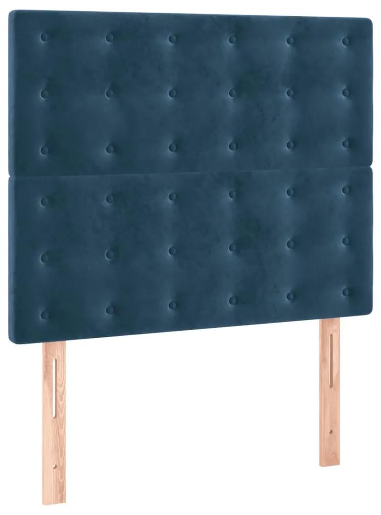 Cama com molas/colchão 80x200 cm veludo azul-escuro