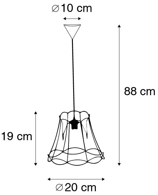 Candeeiro de suspensão retro preto 20 cm - Granny Frame