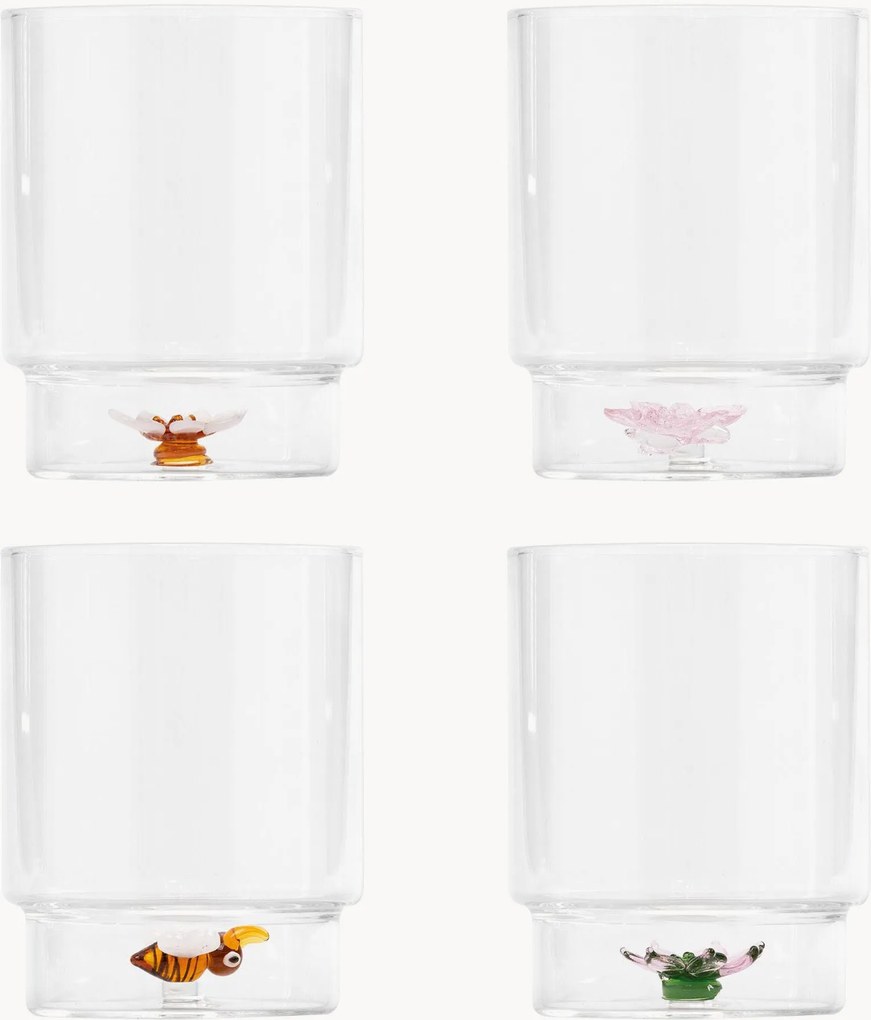 Copos de vidro artesanais Teca Spring, conjunto de 4
