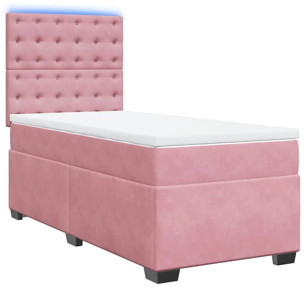 Cama com molas/colchão 100x200 cm veludo rosa
