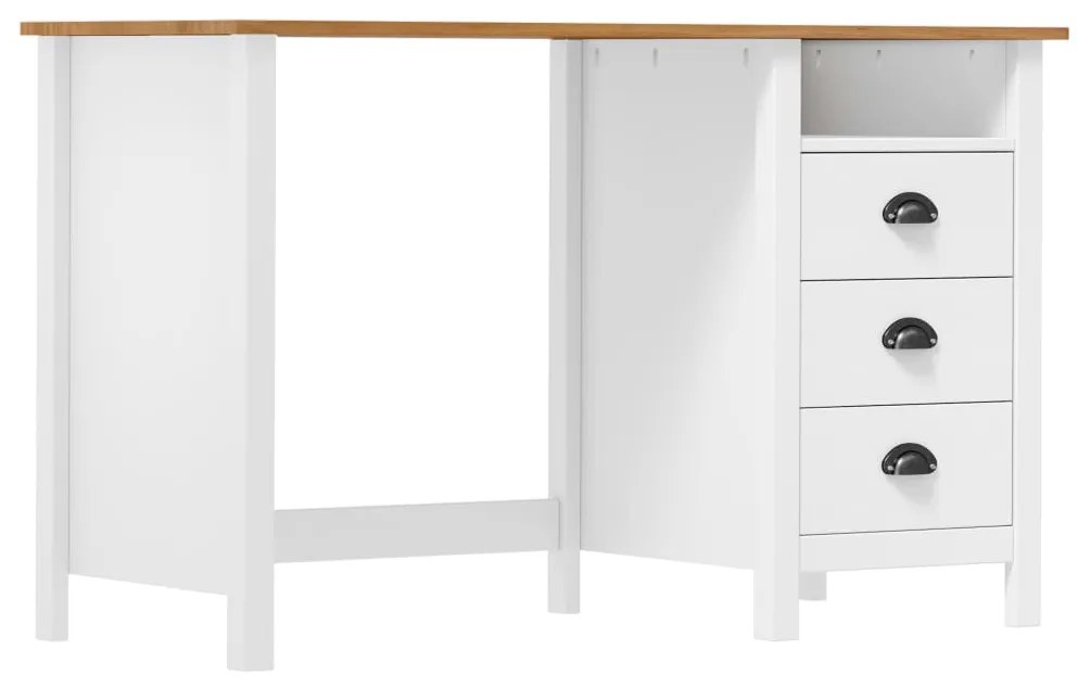 288998 vidaXL Secretária Hill c/ 3 gavetas 120x50x74 cm pinho maciço
