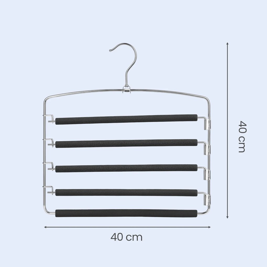 Conjunto de 3 cabides, em metal, cabides para calças 40 x 45 cm (L x A) prateado-preto
