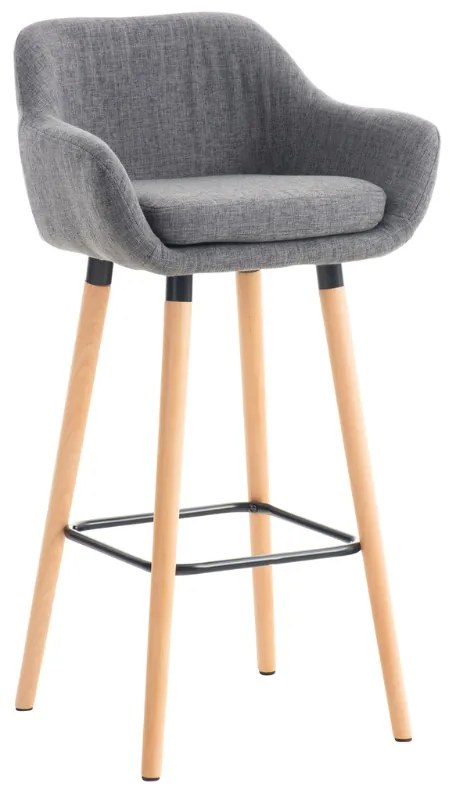 Banco de bar Grant em tecido e com estrutura de Cor Natural 55 x 99 x 46 cm Cinzento