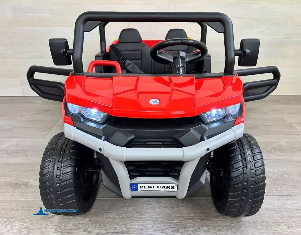 Carro elétrico para crianças Todo terreno Pick-up Racing 24V 2.4G, Rodas Borracha, Assento Couro sintético Vermelho