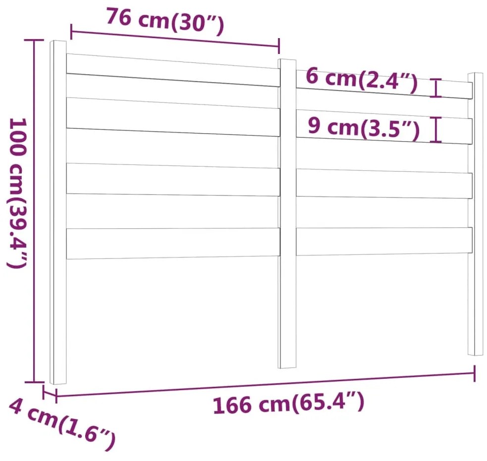 Cabeceira de cama 166x4x100 cm pinho maciço cinzento