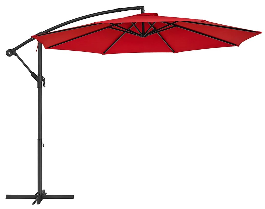 Guarda-sol Ø 300 cm com suporte Proteção UV até UPF 50+ Vermelho