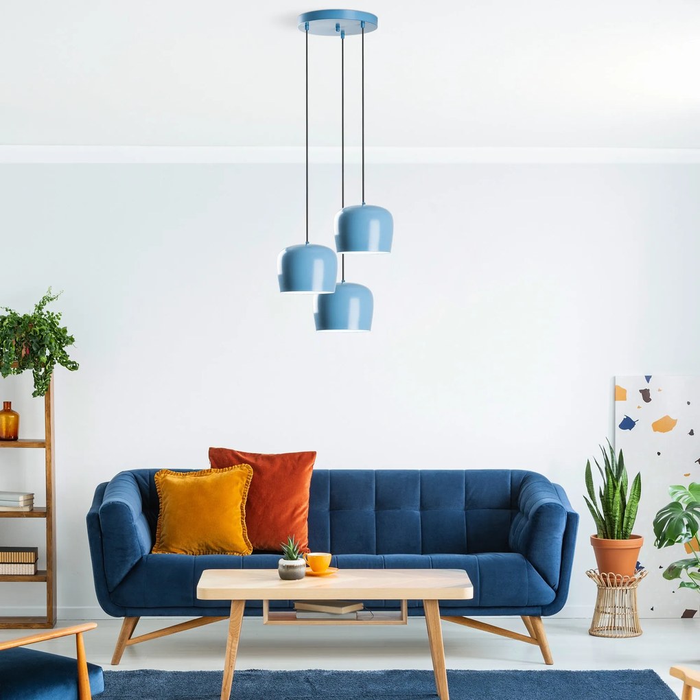 Candeeiro Suspenso Yozgat – Azul Claro – Ø45 cm